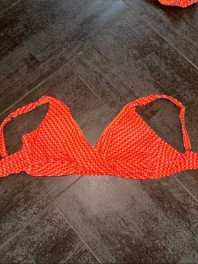 Sea level Australia Bright Red and Pink Check Bikini Top